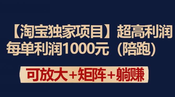 【淘宝独家项目】超高利润：每单利润1000元【揭秘】-赛德副业库