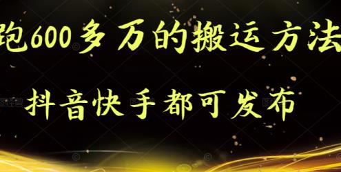 抖音快手都可发布的，实测跑600多万的搬运方法-赛德副业库