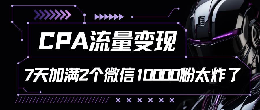 CPA流量变现,7天加满两个微信10000粉-赛德副业库