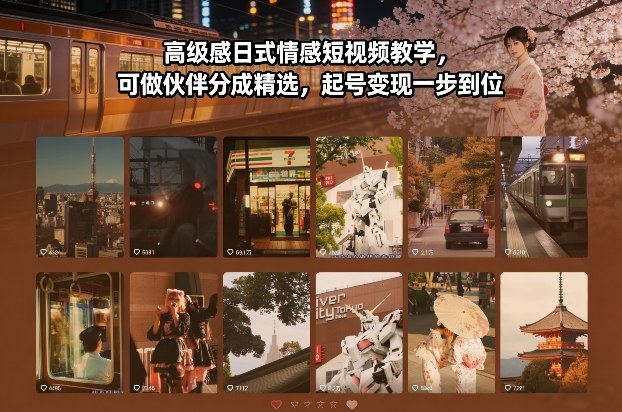 高级感日式情感短视频教学，可做伙伴分成精选，起号变现一步到位-赛德副业库