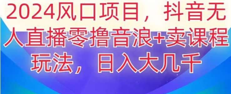 2024风口项目，抖音无人主播撸音浪+卖课程玩法，日入大几千【揭秘】-赛德副业库