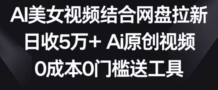AI美女视频结合网盘拉新，日收5万+两分钟一条Ai原创视频，0成本0门槛送工具【揭秘】-赛德副业库