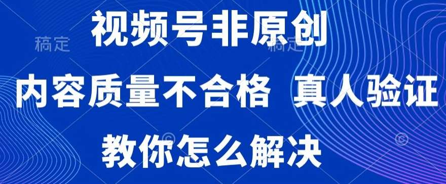 视频号非原创,内容质量不合格,真人验证,违规怎么解决【揭秘】-赛德副业库