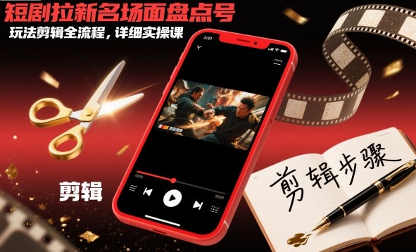 短剧拉新名场面盘点号玩法剪辑全流程，详细实操课-赛德副业库