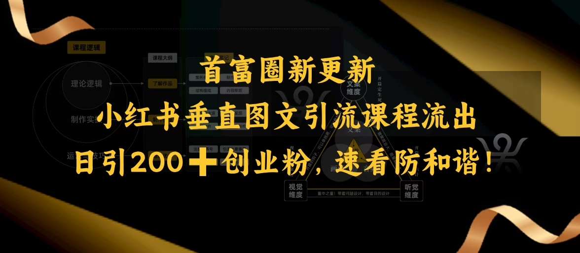 小红书垂直图文引流课程流出，日引200+创业粉，速看防和谐-赛德副业库