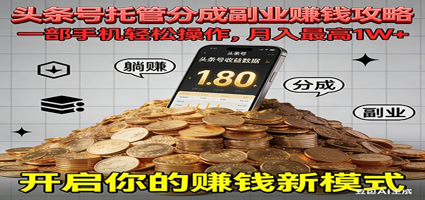 全程托管今日头条,一部手机就可以开干,最高躺赚1W+-赛德副业库