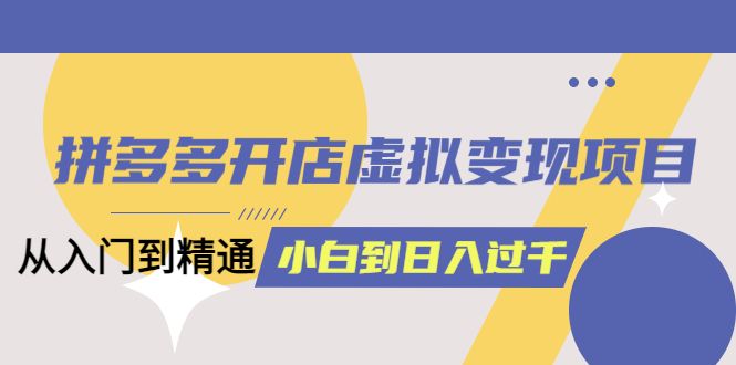 拼多多开店虚拟变现项目：入门到精通 从小白到日入1000（完整版）6月13更新-赛德副业库