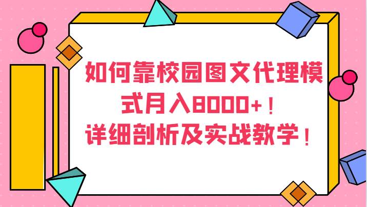 如何靠校园图文代理模式月入8000+！详细剖析及实战教学！-赛德副业库