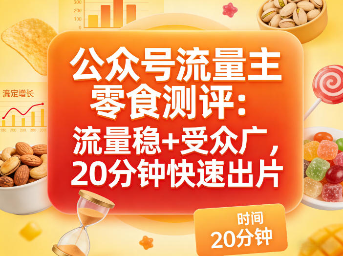 公众号流量主之零食测评赛道，流量稳+受众广，20分钟一条作品-赛德副业库