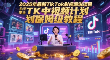 2025年最新TikTok影视解说项目，新手也能挣美金，TK中视频计划保姆级教程-赛德副业库