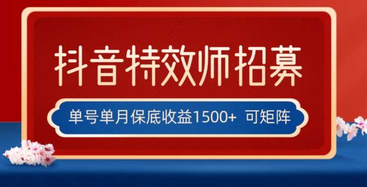 全网首发抖音特效师最新玩法，单号保底收益1500+，可多账号操作，每天操作十分钟【揭秘】-赛德副业库