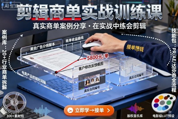 剪辑商单实战训练课,真实商单案例分享,在实战中练会剪辑-赛德副业库