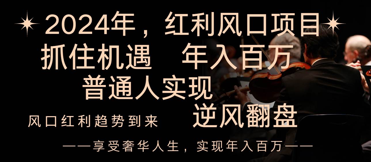 （8418期）2024红利风口项目来袭，享受第一波红利，逆风翻盘普通人也能实现，年入百万-赛德副业库