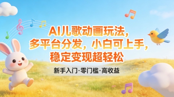AI儿歌动画玩法,多平台分发,小白可上手,稳定变现超轻松-赛德副业库