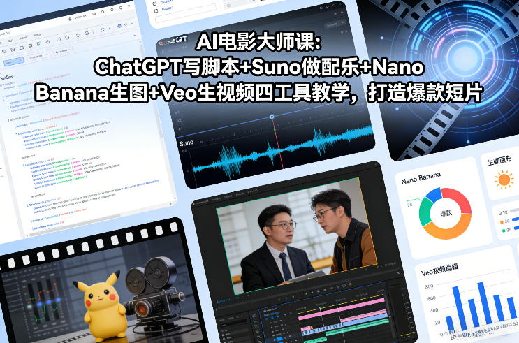 AI电影大师课：ChatGPT写脚本+Suno做配乐+Nano Banana生图+Veo生视频，打造爆款短片-赛德副业库