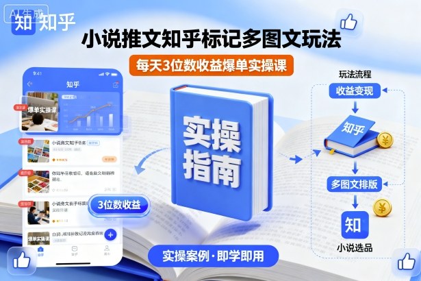 小说推文知乎标记多图文玩法，每天3位数收益爆单实操课-赛德副业库