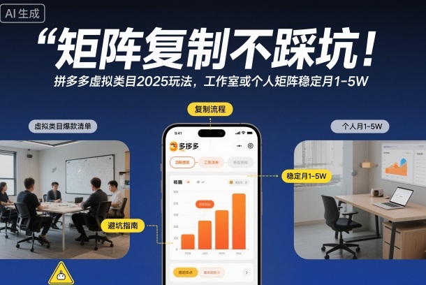 矩阵复制不踩坑！拼多多虚拟类目2025玩法，工作室或者个人矩阵稳定月1-5W【揭秘】-赛德副业库