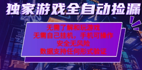 游戏全自动捡漏项目，最新独家玩法，每天操作几十分钟，无任何难度，当天见收益【揭秘】-赛德副业库