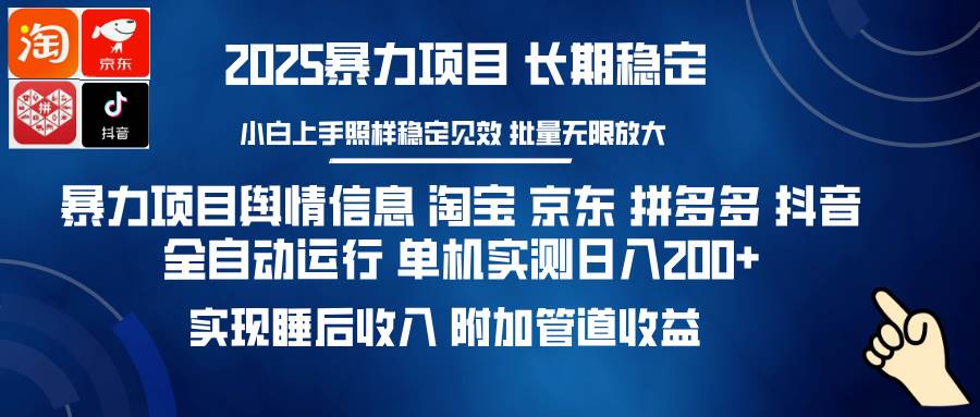 (14244期)暴力项目舆情信息 淘宝 京东 拼多多 抖音全自动运行 单机日入200+ 实现...-赛德副业库