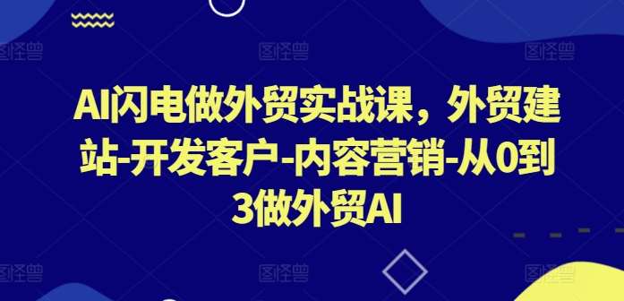 AI闪电做外贸实战课，​外贸建站-开发客户-内容营销-从0到3做外贸AI（更新）-赛德副业库