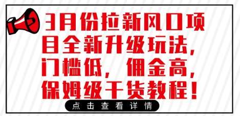 3月份拉新风口项目全新升级玩法，门槛低，佣金高，保姆级干货教程-赛德副业库