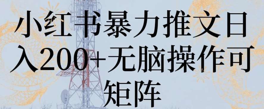小红书暴力推文日入200+无脑操作可矩阵【揭秘】-赛德副业库