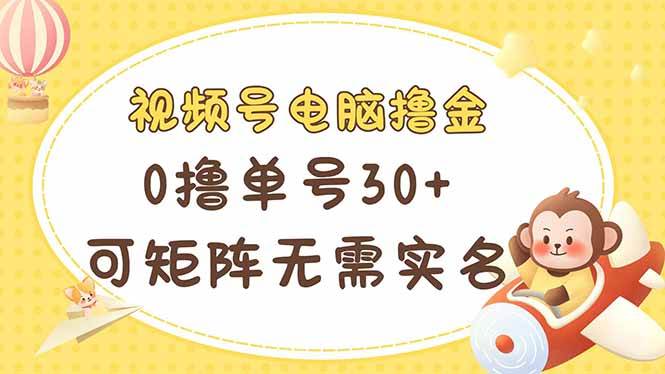 (14220期)视频号电脑撸金 0撸单号30+ 可矩阵 无需实名多号多得-赛德副业库