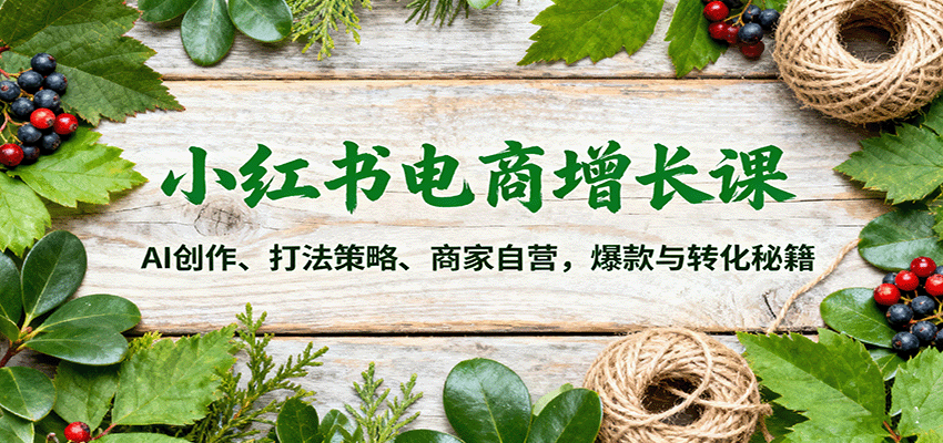 小红书电商增长课：AI创作、打法策略、商家自营，爆款与转化秘籍-赛德副业库