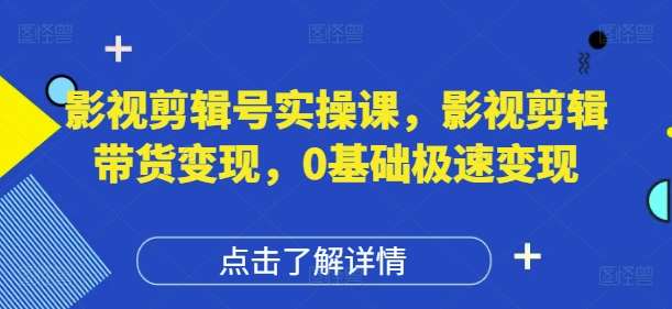 影视剪辑号实操课，影视剪辑带货变现，0基础极速变现-赛德副业库