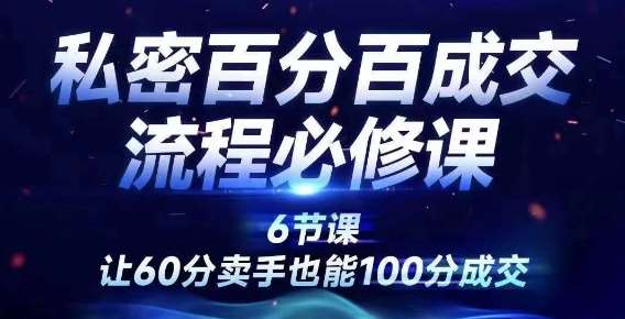 私密百分百成交流程线上训练营，绝对成交，让60分卖手也能100分成交-赛德副业库