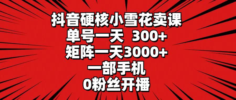 （9551期）抖音硬核小雪花卖课，单号一天300+，矩阵一天3000+，一部手机0粉丝开播-赛德副业库