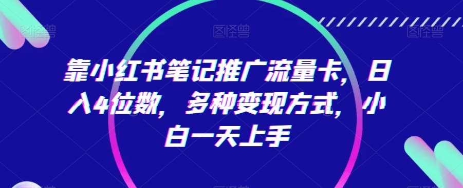 靠小红书笔记推广流量卡，日入4位数，多种变现方式，小白一天上手-赛德副业库