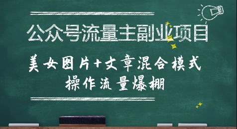 公众号流量主副业项目,美女图片+文章混合模式操作流量爆棚-赛德副业库
