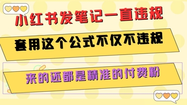 小红书发笔记一直违规,套用这个公式不仅不违规,来的还都是精准的付费粉-赛德副业库
