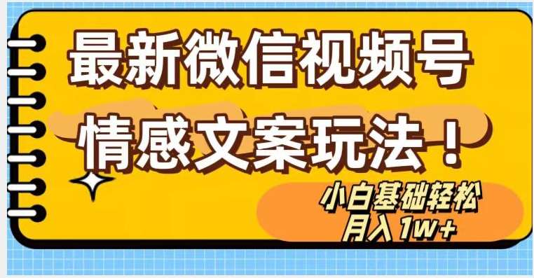 微信视频号情感文案最新玩法，小白轻松月入1万+无脑搬运【揭秘】-赛德副业库