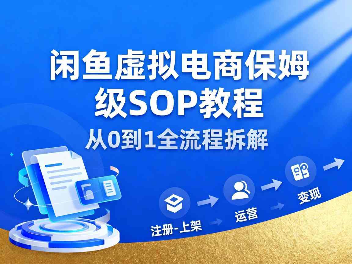 闲鱼虚拟电商，月入轻松过1W，保姆级SOP教程-赛德副业库