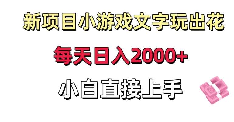 新项目小游戏文字玩出花日入2000+，每天只需一小时，小白直接上手【揭秘】-赛德副业库