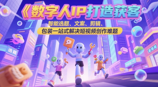 数字人IP打造获客变现实操课，智能选题、文案、剪辑、包装一站式解决短视频创作难题-赛德副业库