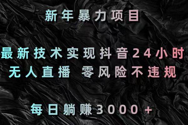 (8827期)新年暴力项目,最新技术实现抖音24小时无人直播 零风险不违规 每日躺赚3000-赛德副业库