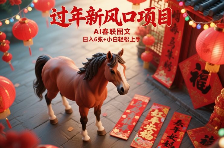 过年新风口项目,用ai春联图文,日入6张+小白轻松上手【揭秘】-赛德副业库