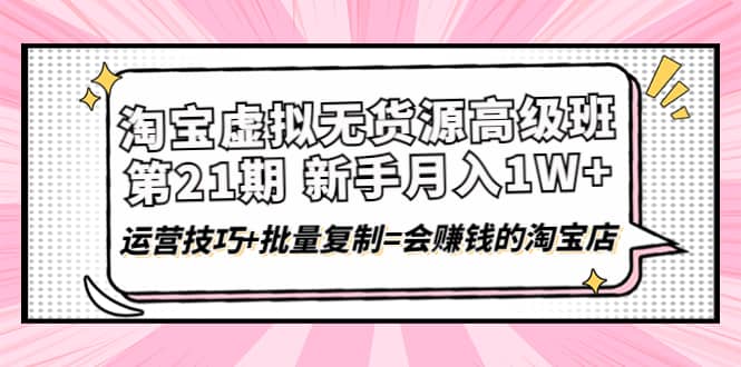 淘宝虚拟无货源高级班【第21期】运营技巧+批量复制=会赚钱的淘宝店-赛德副业库