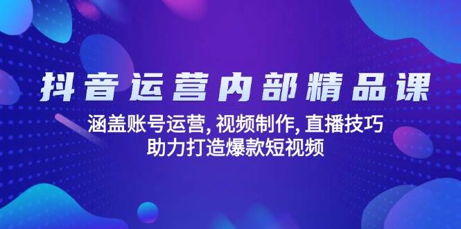 （14204期）抖音运营内部精品课：涵盖账号运营, 视频制作, 直播技巧, 助力打造爆款…-赛德副业库