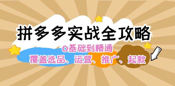 (12292期)拼多多实战全攻略:0基础到精通,覆盖选品、运营、推广、起款-赛德副业库