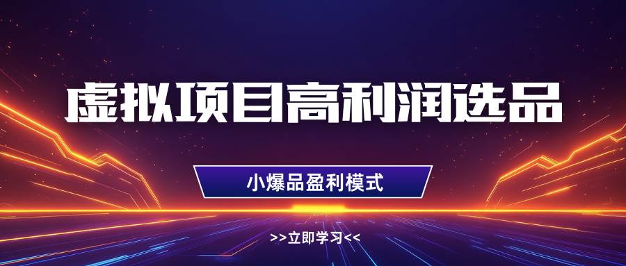 虚拟项目高利润选品方法,单店利润1W+,可多店倍增利润-赛德副业库