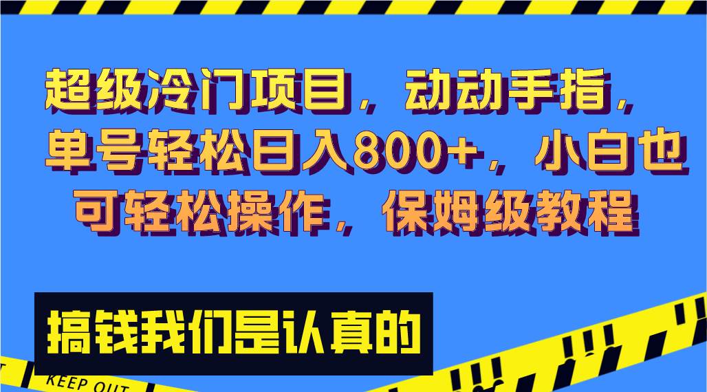 （8205期）超级冷门项目,动动手指，单号轻松日入800+，小白也可轻松操作，保姆级教程-赛德副业库
