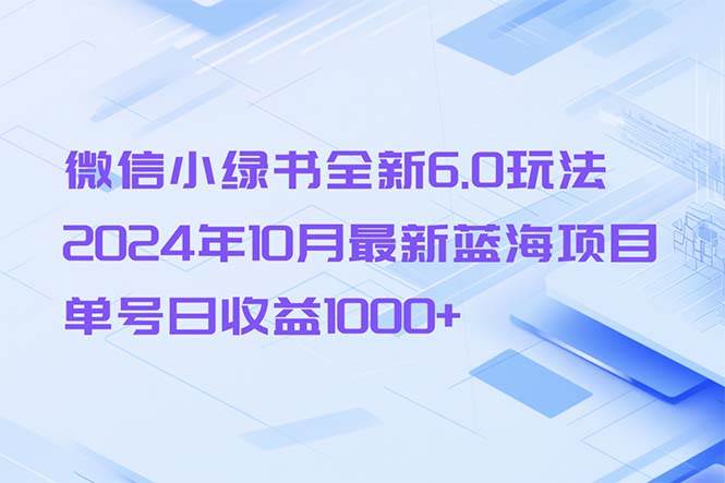 (13052期)微信小绿书全新6.0玩法,2024年10月最新蓝海项目,单号日收益1000+-赛德副业库