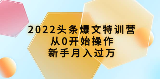 2022头条爆文特训营:从0开始操作,新手月入过万(16节课时)-赛德副业库