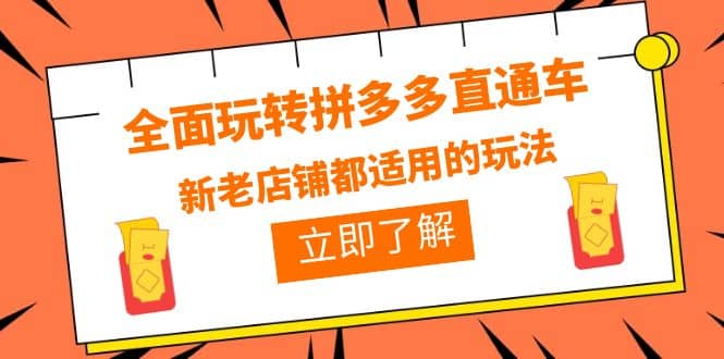 全面玩转拼多多直通车,新老店铺都适用的玩法(12节精华课)-赛德副业库