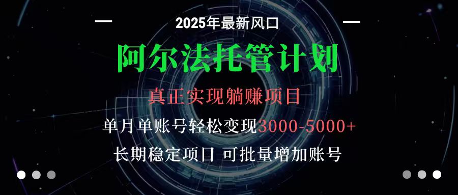 阿尔法托管计划 单账号月入3000-5000,长期稳定项目,新手小白轻松上手-赛德副业库