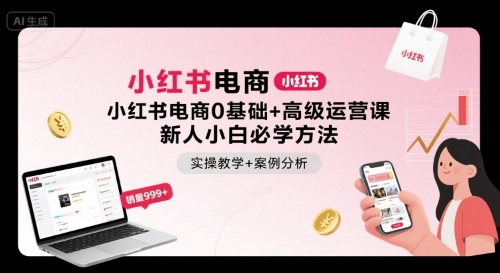 小红书电商0基础+高级运营课，新人小白必学方法，实操教学+案例分析-赛德副业库